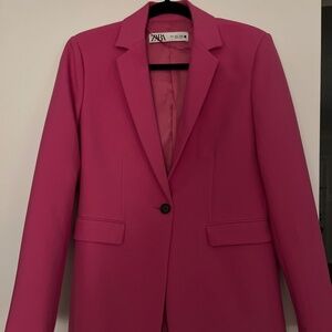 ZARA Fuchsia Buttoned Tailored Blazer — Size Small